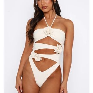 White one piece bathing suit